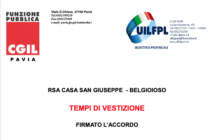 RSA San Giuseppe - sottoscritto accordo su tempi di vestizione